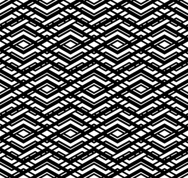 Modern zigzag contrast geometric seamless pattern. Rhombus graphic contemporary splicing. Imposing black and white infinite backdrop with symmetric ornament.