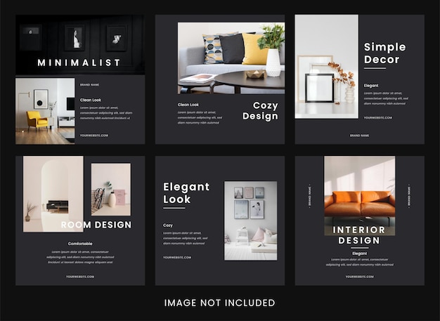 Modern zwart-wit meubilair instagram postverzamelingssjabloon vol1