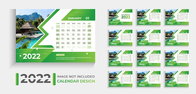 moderne 2022 bureaukalender ontwerpsjabloon