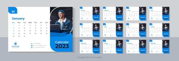 Moderne 2023 bureaukalender ontwerpsjabloon, gelukkig nieuwjaar