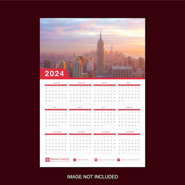 Vector moderne 2024 kalender ontwerpsjabloon