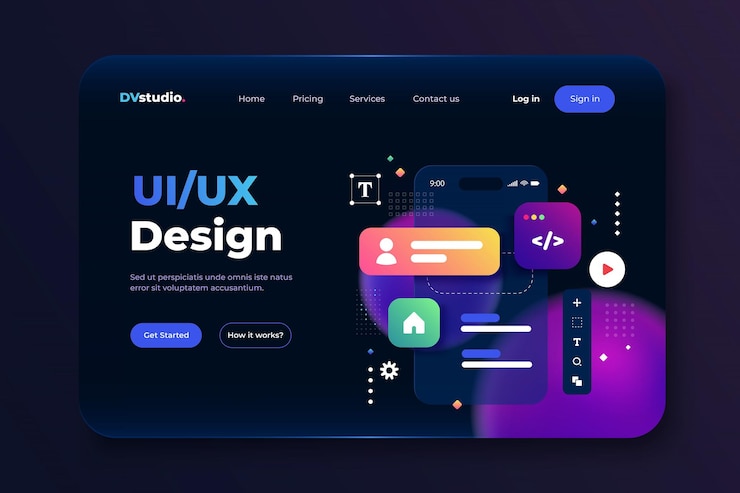 Vector moderne 3d-illustratie van de landingspagina van ui design