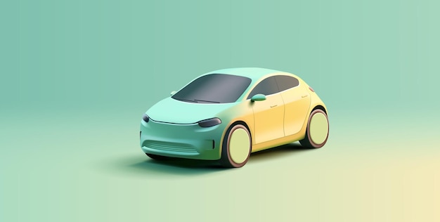 Moderne 3D rendering auto model vereenvoudigde vormen grote wielen nieuwe generatie auto groene elektro energie