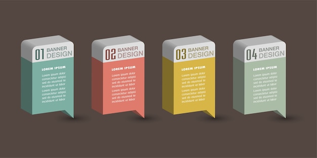 moderne 3D-tekstvaksjabloon, banner Infographics