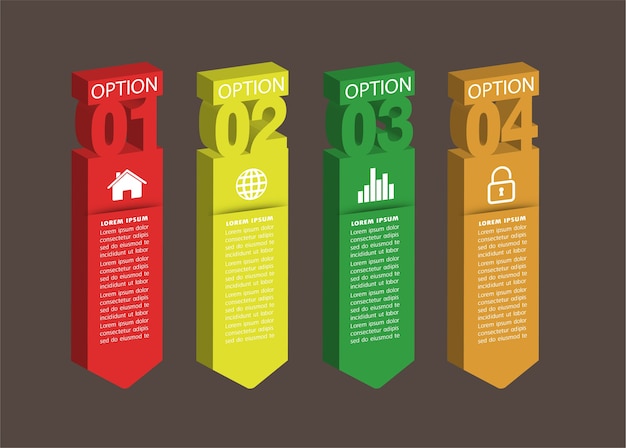 moderne 3D-tekstvaksjabloon, banner Infographics