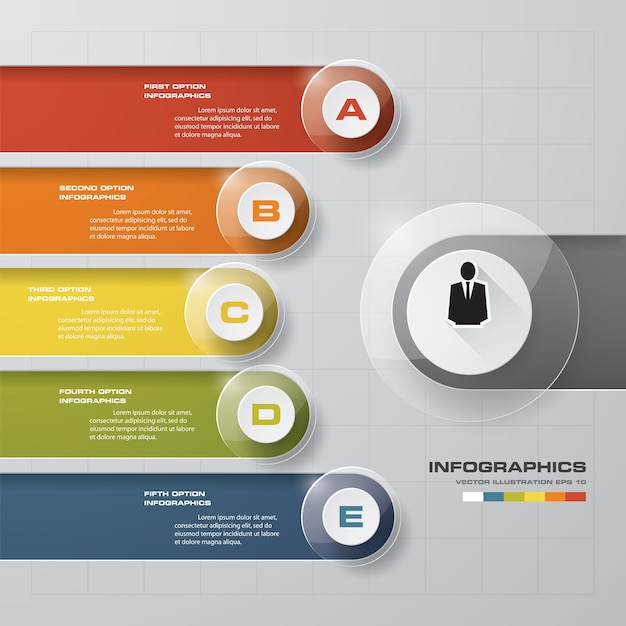 Moderne 5 opties presentatie zakelijke infographics sjabloon