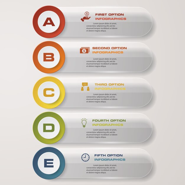 Moderne 5 opties presentatie zakelijke infographics sjabloon