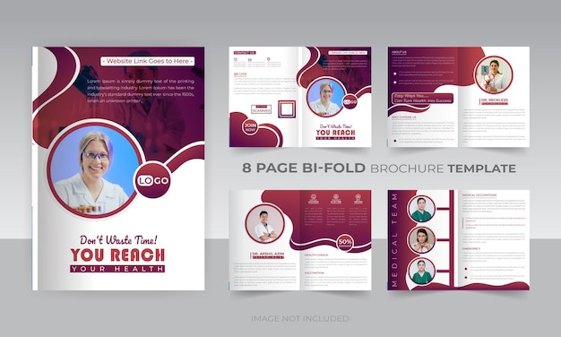 Moderne 8 pagina medische bi-vold brochure sjabloonontwerp