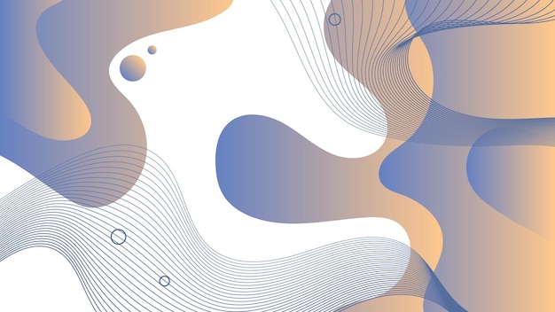 Moderne abstracte achtergrond met golven vloeibare vloeibare beweging en blauwe oranje gradiënt kleur