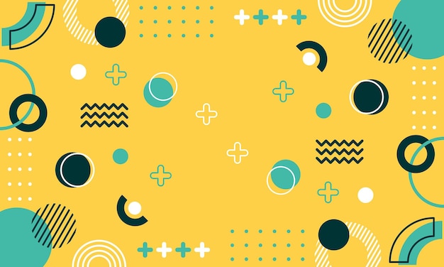 Moderne abstracte achtergrond met Memphis-elementen in geel en retro-thema's posters banners en web