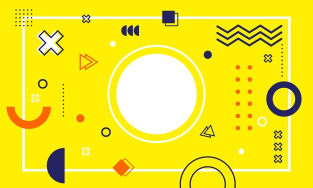 Moderne abstracte achtergrond met Memphis-elementen in geel en retro-thema's posters banners en web