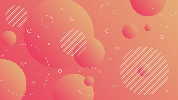 Moderne abstracte achtergrond met Motion Round Retro Memphis en Red Peach Gradient Color