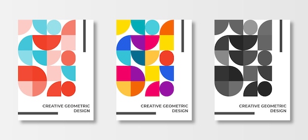 Moderne abstracte covers instellen minimale covers ontwerp Kleurrijke geometrische achtergrond vectorillustratie