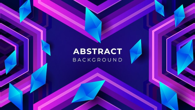 Moderne abstracte paarse zeshoekige met 3d diamanten achtergrond Premium Vector