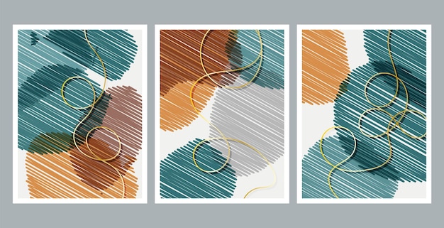 Moderne abstracte schilderkunst krabbel effect set van vloeiende geometrische vormen abstracte hand getekende aquarel effect vormen home decor ontwerp moderne kunst print