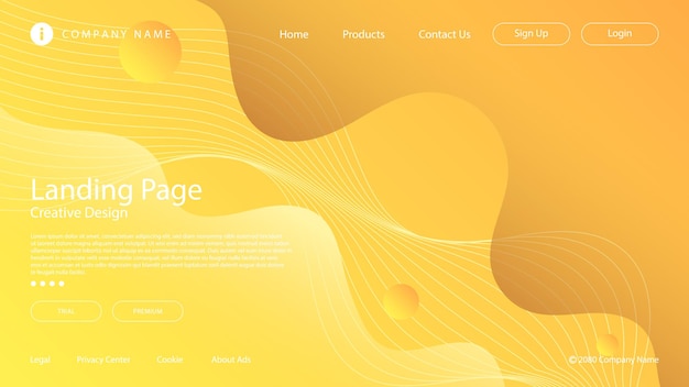 Moderne abstracte website-bestemmingspagina-achtergrond Vloeibare vloeibare golflijnen en oranje groen verloop