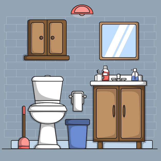 Moderne badkamer interieur toilet Platte vectorillustratie