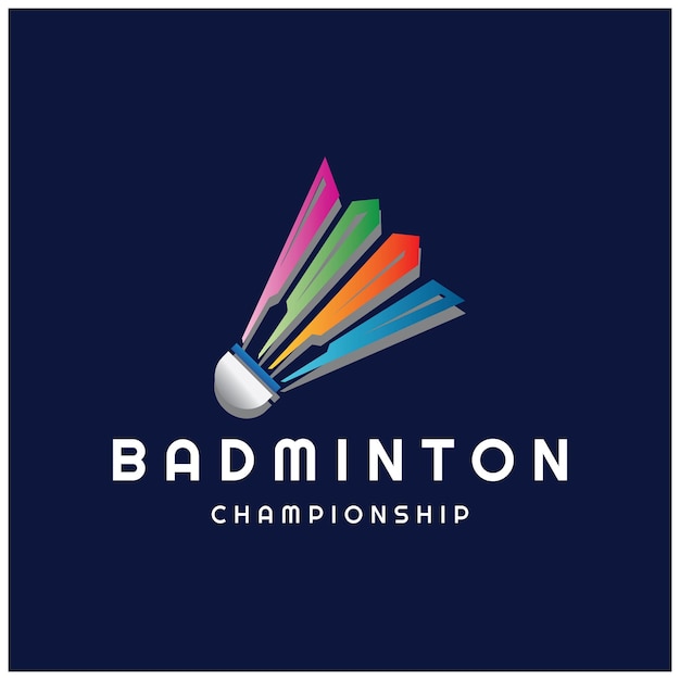 Moderne badminton logo ontwerp met Dynamic Shuttlecock en Racket voor kampioenschap