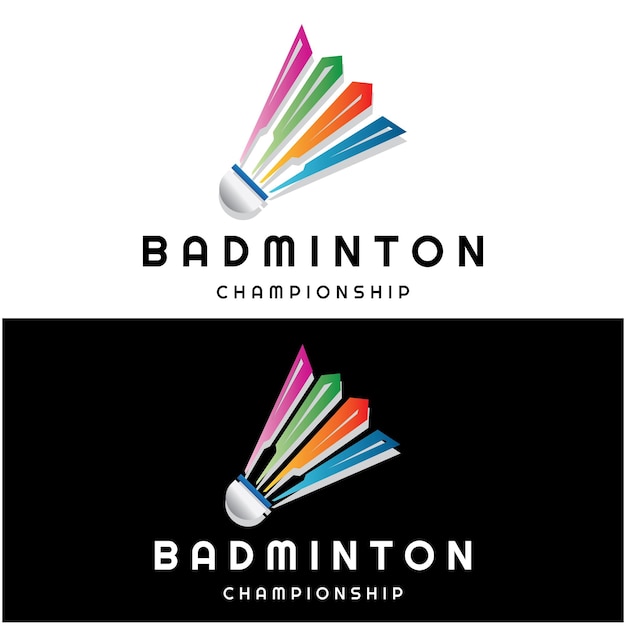 Moderne badminton logo ontwerp met Dynamic Shuttlecock en Racket voor kampioenschap