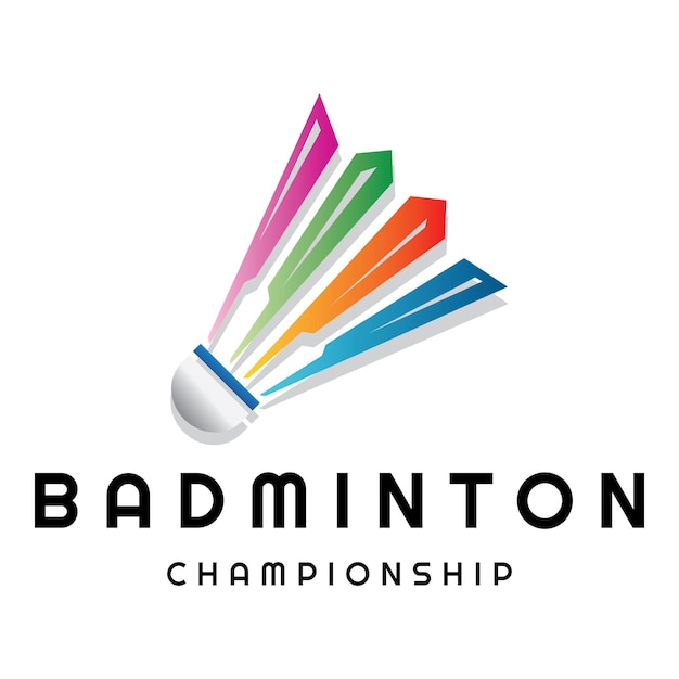Moderne badminton logo ontwerp met Dynamic Shuttlecock en Racket voor kampioenschap