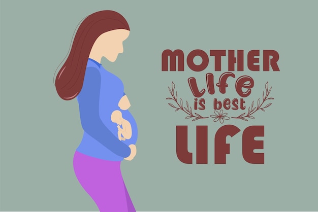 Moderne banner over zwangerschap en moederschap Poster met een mooie jonge zwangere vrouw