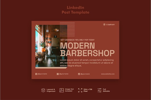 Moderne Barbershop LinkedIn-berichtsjabloon