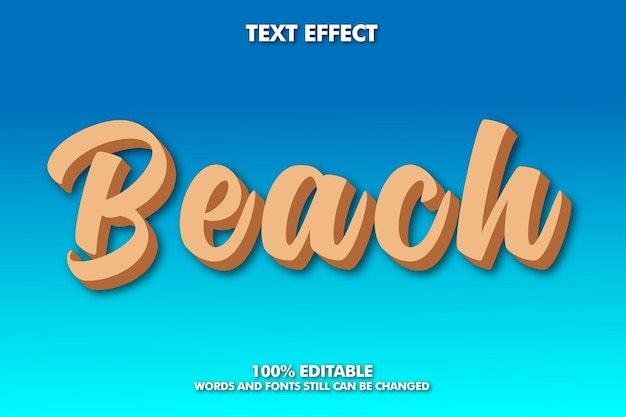 Moderne beach bold 3d typografie fancy cartoon bewerkbare tekst effect