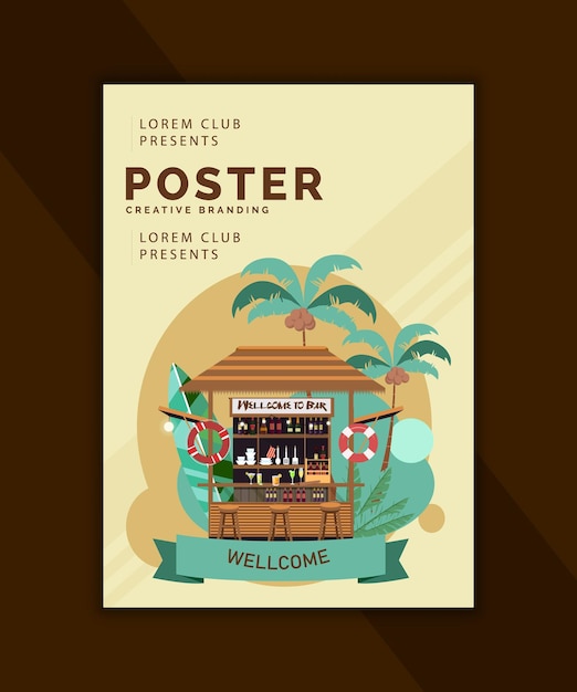 Vector moderne bedrijfsposter voor een bar genaamd poster