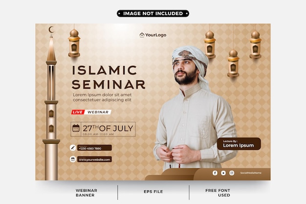 moderne bewerkbare islamitische online seminarbannersjabloon