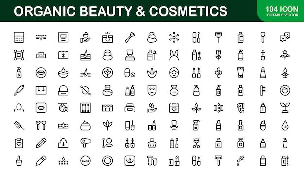 Moderne biologische schoonheid en cosmetica Icon Set Vector illustratie met natuurlijke ingrediënten