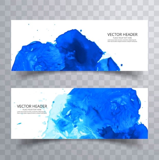 moderne blauwe aquarel splash banners instellen