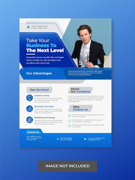 Moderne blauwe kleur Corporate Marketing Flyer Design