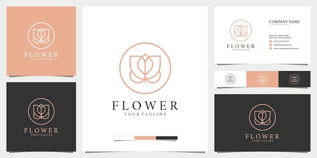 Moderne bloemroos logo-ontwerpinspiratie met visitekaartje business