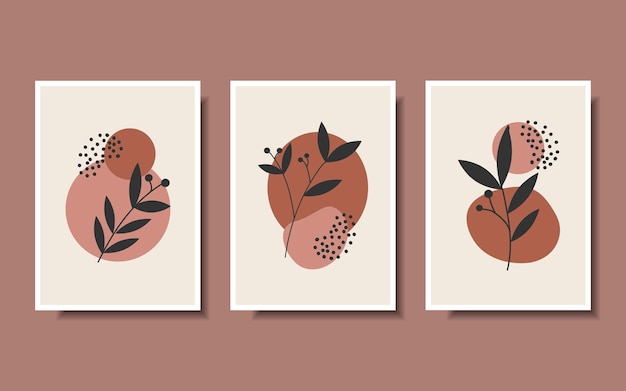moderne botanische plantenposter met organische vormen voor wanddecoratie