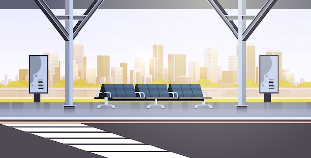 moderne bushalte leeg geen mensen luchthaven openbaar vervoer station stadsgezicht