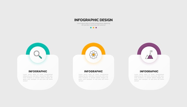 Moderne business infographic sjabloon met 3 opties of stappen iconen