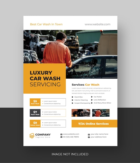 Moderne carwash-flyer, autoreparatie, carwash-flyersjabloon volledig bewerkbaar