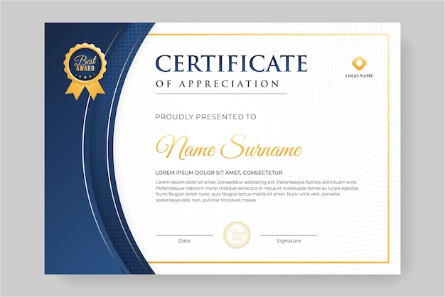 Moderne certificaatontwerpsjabloon