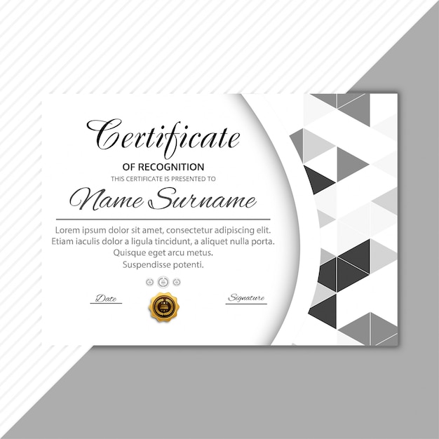 Vector moderne certificaatsjabloon geometrische achtergrond