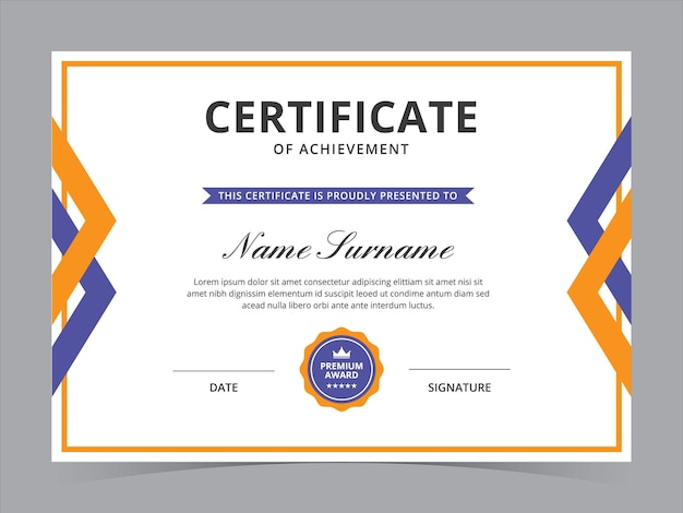 Moderne certificaatsjabloon vector ontwerp