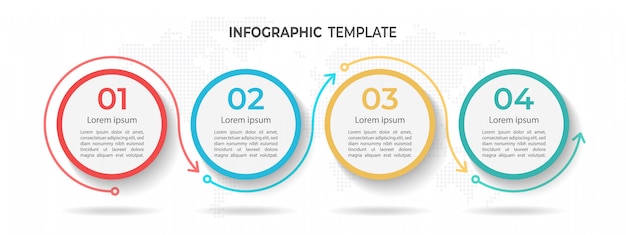 Moderne cirkel tijdlijn infographic sjabloon 4 opties.