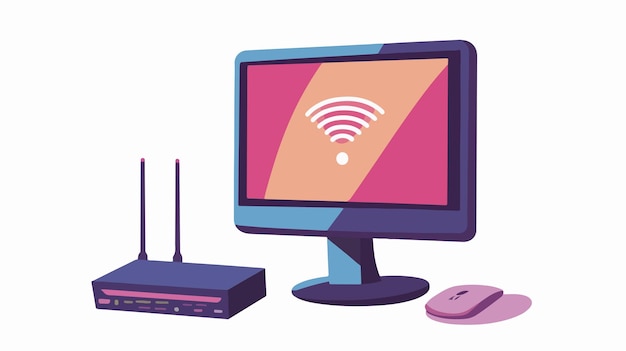 Moderne Cloud Computing Technologie Concept op Computer Monitor met Wifi-verbinding