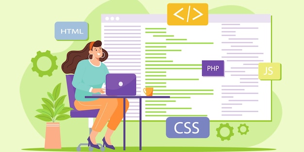 Moderne codering illustratie met programmeertalen en hulpmiddelen