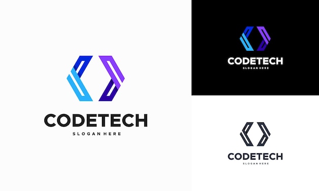 Moderne codering logo ontwerpen concept vector, programmeur technologie logo pictogram vector