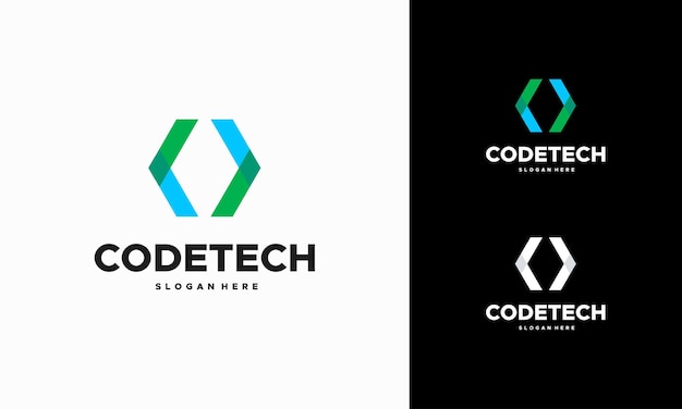 Moderne codering logo ontwerpen concept vector, programmeur technologie logo pictogram vector