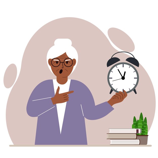 Vector moderne concept van time management illustratie. een schreeuwende vrouw houdt een wekker in zijn hand en de tweede wijst ernaar.