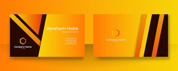 Moderne creatieve en schone kleurrijke oranje visitekaartje ontwerpsjabloon Luxe elegante visitekaartje ontwerp achtergrond met trendy eenvoudige abstracte geometrische stijlvolle golflijnen Vectorillustratie