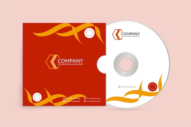 Moderne creatieve rode en gele kleur CD-voorbladsjabloon