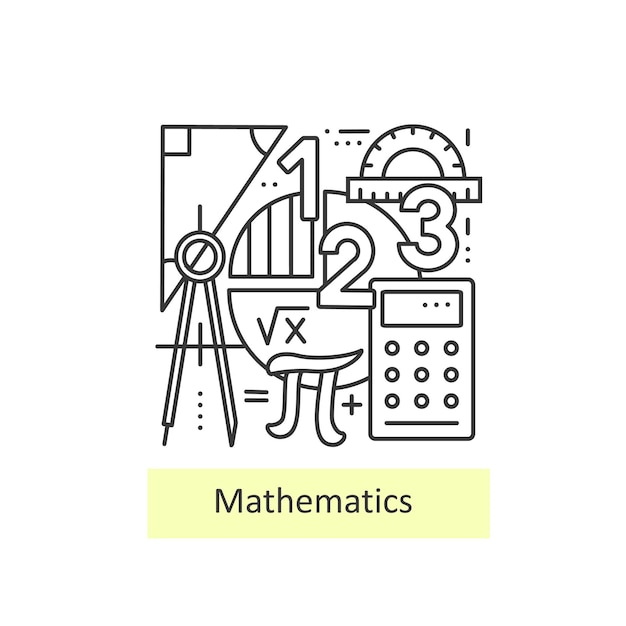 Moderne dunne lijn iconen van de wiskunde