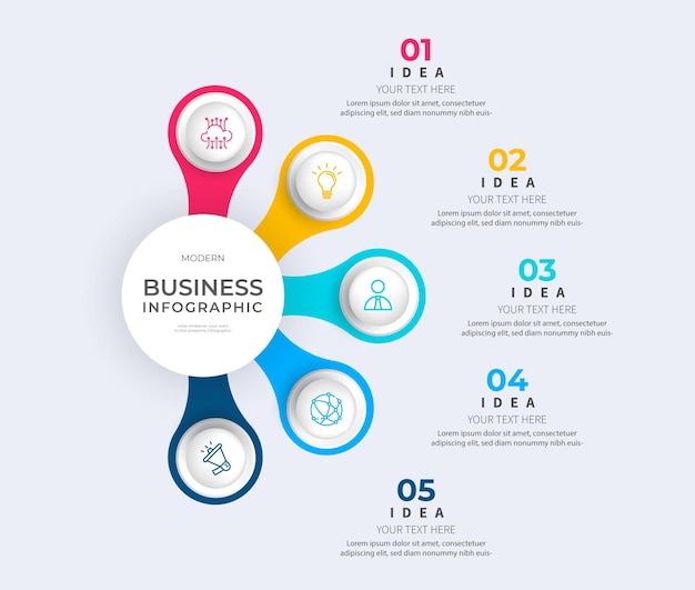 Moderne elegante, schone, cirkelvormige, bewerkbare infografische ontwerpsjabloonvector